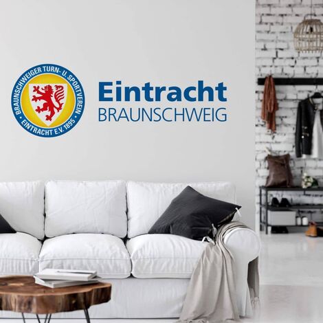 Fußball Wandtattoo Eintracht Braunschweig 60x21cm Wandbild Logo Schriftzug Wappen selbstklebend Löwe
