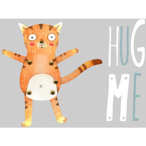 Teddy Tiger Katze Hug me Wandtattoo 40x30cm Klebebilder Kinderzimmer  Wanddeko selbstklebend -Loske