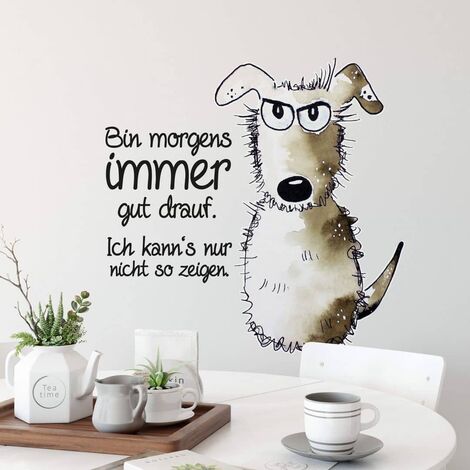 Wandtattoo Hagenmeyer Lebensfreude Küche Hund Bin morgens immer gut  drauf... Deko Wandbild selbstklebend 30x30cm