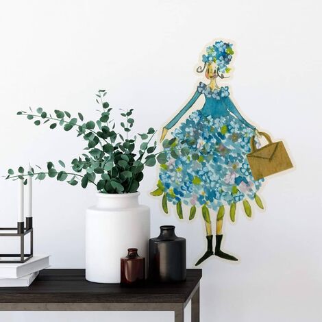 Wandtattoo Kunstdruck Leffler Wohnzimmer Wandbild selbstklebend Blütenelfe Deko Küche 19x30cm blau Juni