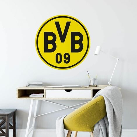 Fußball 09 20x20cm Borussia Dortmund Wohnzimmer Rund BVB Aufkleber Wandtattoo selbstklebend Wandbild Logo