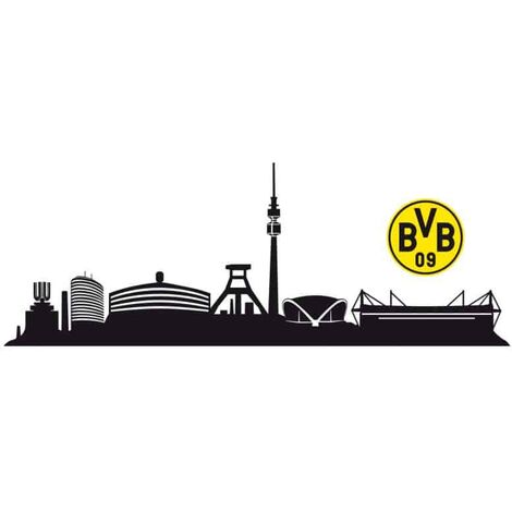 Borussia Dortmund Aufkleber in schwarz 3 Stück, Folie, 9 x 9 x 1