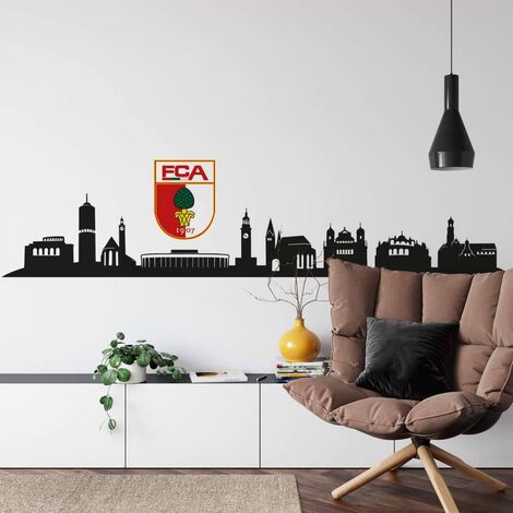 Logo selbstklebend Wanddeko Augsburg Fußball FC mit Wandtattoo 120x20cm Skyline