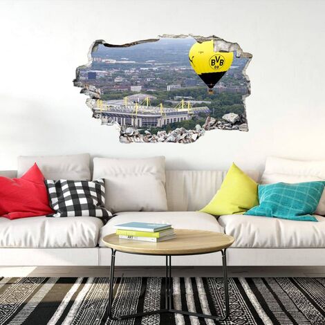 3D Fußball Wandtattoo BVB Fanartikel 40x21cm Heißluftballon Dortmund Borussia