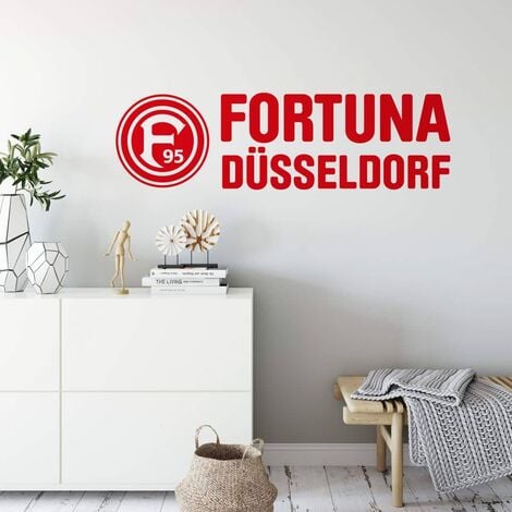 Fußball Wandtattoo Fortuna Düsseldorf Fanartikel Schriftzug Aufkleber F95 60x18cm Wandbild Logo selbstklebend