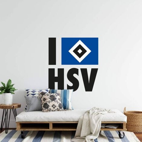 Wandbild Schwarz I selbstklebend Banner SV Fanartikel Flagge Love 20x18cm Hamburger Wandtattoo HSV Fußball Blau