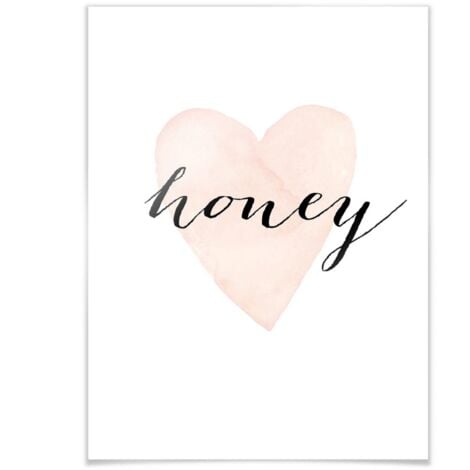 Honey Herz 24x30cm Poster Honig Schriftzug Wanddeko Zitat Wandposter