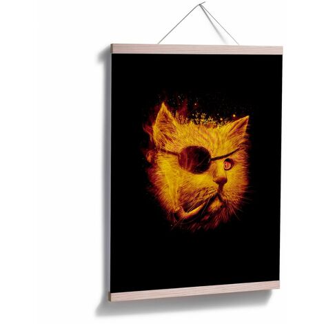 Poster Katze Pirat Kater Dedektiv Schwarz 30x24cm Kinderzimmer Posterpapier  Wandbild