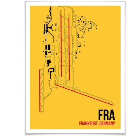 08Left Retro Poster FRA Grundriss Frankfurt 24x30cm Wandbild Posterpapier  Vintage