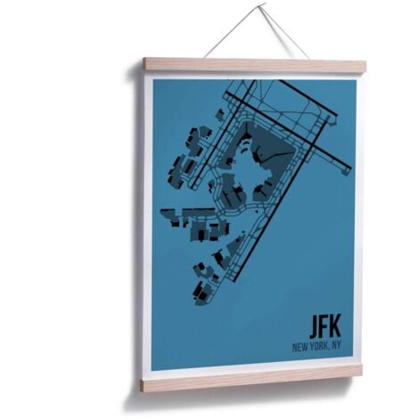 08Left Retro Poster JFK Grundriss New York 24x30cm Wandbild Posterpapier  Vintage