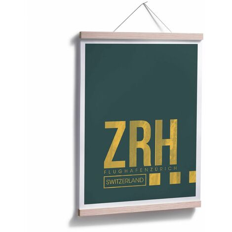 24x30cm Retro Wandbild Flughafen Poster Posterpapier Zürich ZRH Vintage 08Left