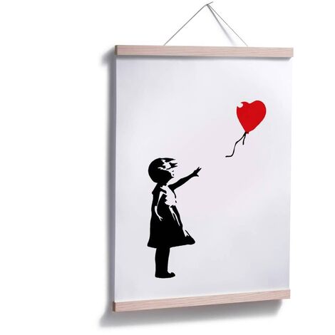 Poster Wanddekoration Plakat Grafik Banksy Mädchen mit roten Luftballon Nr 3025 