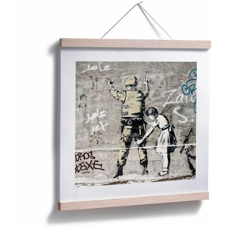 Banksy Graffiti Mädchen Kinderzimmer und Soldat Wanddeko 30x30cm Poster Bilder