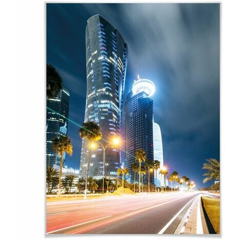 Wanddeko 24x30cm Doha Qatar Stadt Himmel Wandposter Fotografie Skyline Poster