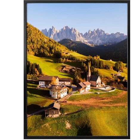 Landschaft Poster Natur Fotografie Dorf Dolomiten 24x30cm Wanddeko  Wandposter