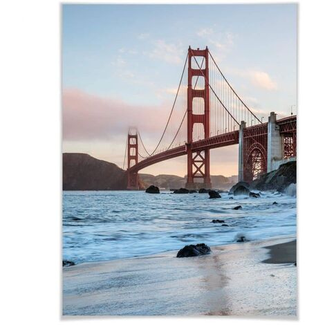 Skyline Poster Stadt Fotografie Wandposter 24x30cm Golden Gate Wanddeko Bridge