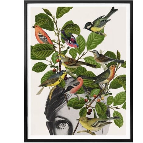 Frida Floral Studio Poster Blumen Illustration Vogel Lady 24x30cm Wanddeko  Wandposter