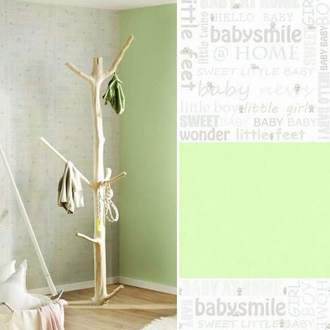 hellgrüne Tapete Kinderzimmer frische Unitapete Baby Schlafzimmer Wandschutz