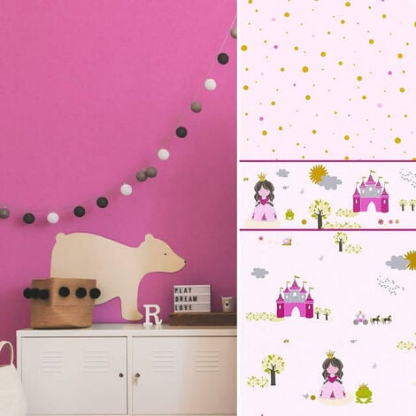 A.S. Création Vliestapete Little Stars Mädchen Tapete Uni 10,05 x rosa Kinderzimmer m 0,53 m