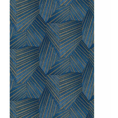 ELLE Vliestapete Trigon geometrisch Gold Blau Wohnzimmer Art Deco  10,05X0,53m