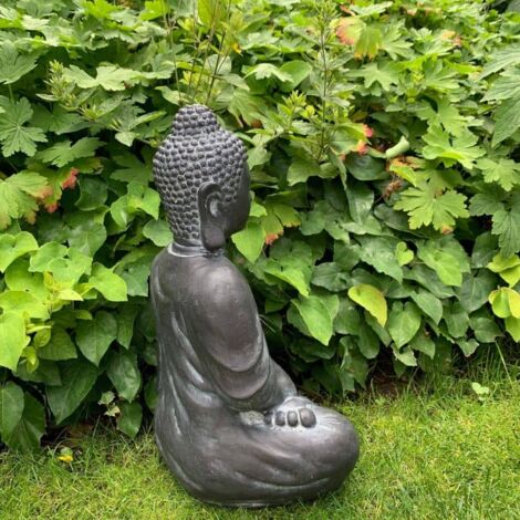 Nepal Buddha Garten Figur Feng Shui Deko Balkon Steinfigur Wohnzimmer  Statue 45cm Schwarz