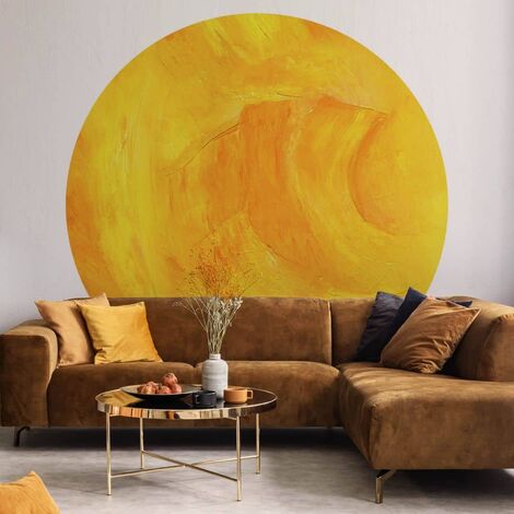 140cm Tapete Runde Gold Sonne Ø gelbe Fototapete Schüßler Solarplexus abstrakt Vliestapete