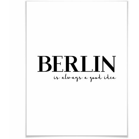 Wohnzimmer Poster Set a always Berlin good (2-teilig) mit 50x60cm Retro is idea Stadtplan Bilderrahmen