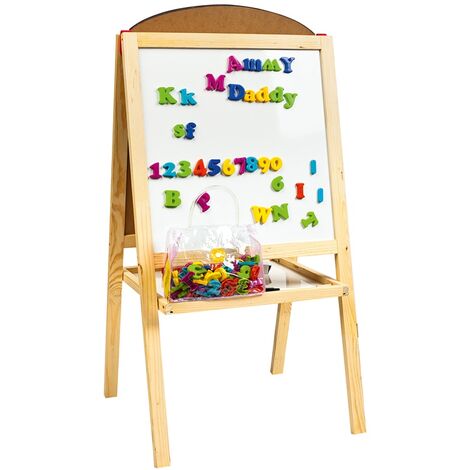 Lavagna per bambini 2 in 1 in legno con le lettere magnetiche