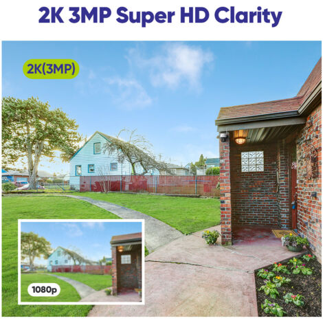 SANNCE 3MP Kit de Surveillance Sans Fil NVR IR Vision Nocturne Audio Bidirectionnelle Détection Mouvement Wifi Sécurité Caméra Système