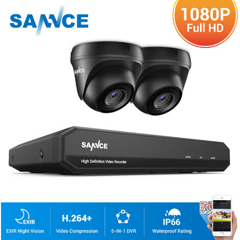 SANNCE 4CH 1080P Network Système de Sécurité,avec 4 IP Caméra H.264 de Vidéosurveillance étanche accès à Distance Via Smartphone/PC,Disque Dur de 3TB 