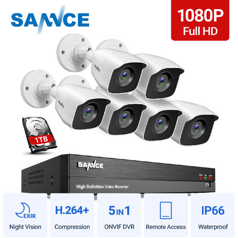SANNCE 8ch DVR 1080p Lite Caméra de surveillance extérieure surveillance Vidéo Vision Nocturne 