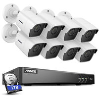ANNKE Système de caméra de vidéosurveillance 8 canaux Ultra HD 4K H.265 + DVR et caméras 8 × 5MP HD résistantes aux intempéries avec EXIR LED IR Night Vision - avec disque dur de 1 To