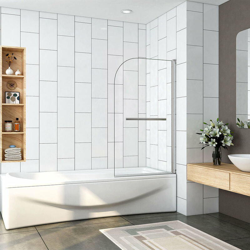 Sopravasca In Vetro Temperato 5mm Con Telaio Cromo - 70x130cm, Girevole 180°, Per Vasca Da Bagno - Foto 3