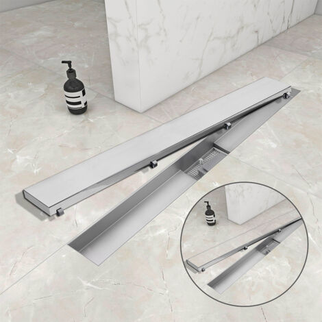 SIRHONA Canaletta Per Doccia In Acciaio Inox 800mm, Scarico Per Doccia, Canalina Terra Da Bagno Sifone Pavimento Colino E Tappo Antiodore Varie Misure Tra Cui Scegliere 500 1000 Mm 17671163