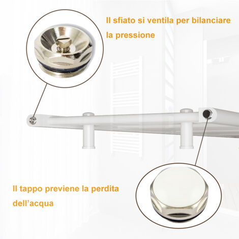 OCEAN Termoarredo Scaldasalviette Bagno 1200x450mm 417W Radiatore ad Acqua Calda Non Elettrico Bianco
