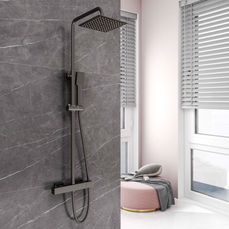 Sistema Doccia con Termostato OCEAN ITALY Colonna Doccia con Miscelatore Termostatico Rubinetto 280x40mm Nero