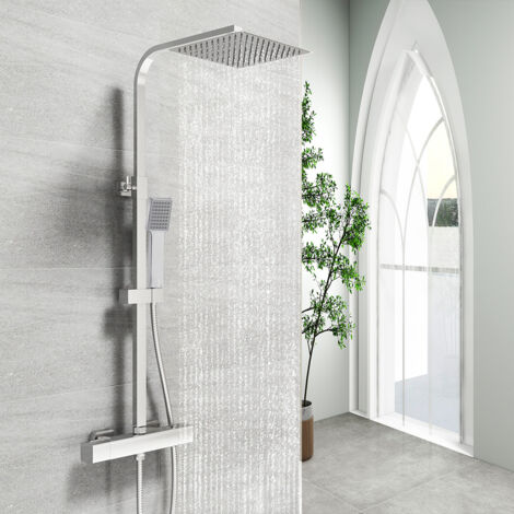 Colonna doccia con miscelatore termostatico OCEAN ITALY Soffione doccia 25x25cm a pioggia con sistema antiscottatura, cromato lucido