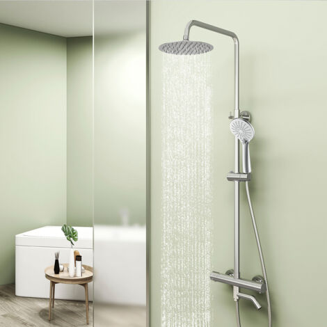 Colonna Doccia Termostatica HSS0646 Con Tasti A Pianoforte, Soffione Pioggia 630x330 Mm, 2 Getti Laterali Regolabili E Doccetta 3 Modalità, Montaggio A Soffitto, Ottone 59A