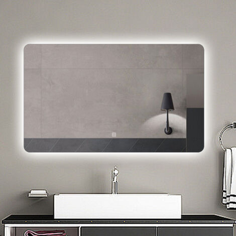 OCEAN Specchio da bagno Rettangolare con LED,100x60cm,Infinitamente Dimmerabile,Funzione Memoria,Per trucco makeup,Estetica Elegante