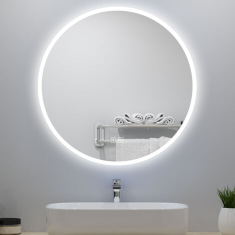 Specchio da bagno con LED diametro 80 cm, bluetooth, antiappannamento, touch control, Infinitamente Dimmerabile, 3 temperature di colore