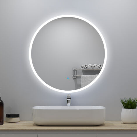 Specchio da bagno con LED diametro 80 cm, antiappannamento, touch control, Infinitamente Dimmerabile, 3 temperature di colore