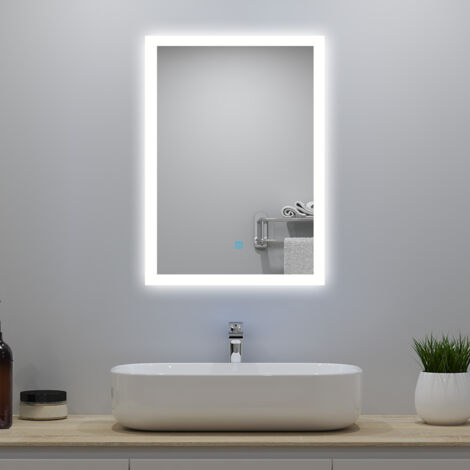 50 x 70 cm Specchio da bagno, Luci a LED, 3 temperature di colore, touch, IP44, antiappannamento