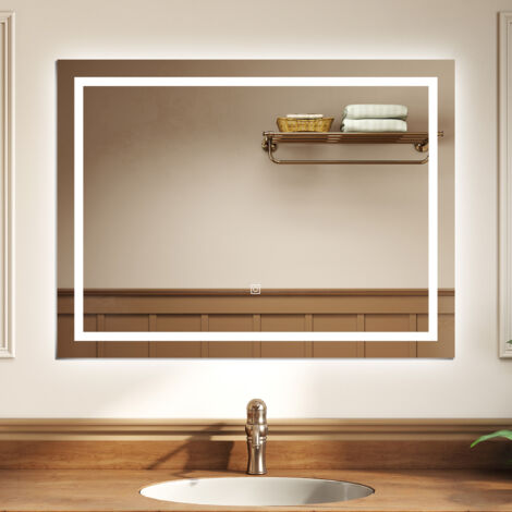 OCEAN Specchio da bagno con LED,Specchio illuminato da bagno,Dimmerabile, Antifog, IP44 Vetro Temperato HD, Funzione Memoria, Orizzontale/Verticale