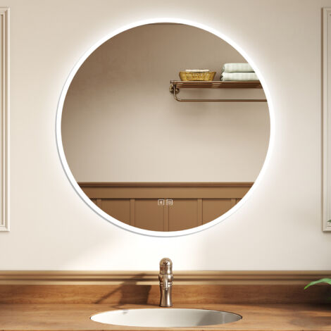 OCEAN Specchio da bagno con LED,Specchio illuminato da bagno,Bluetooth, 3 colori, Dimmerabile, Antifog, IP44 Vetro Temperato HD, Funzione Memoria, Orizzontale/Verticale