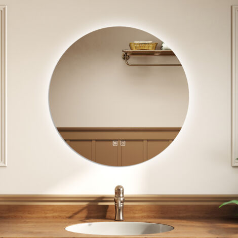 OCEAN Specchio da bagno con LED,Specchio illuminato da bagno,3 colori, Dimmerabile, Antifog, IP44 Vetro Temperato HD, Funzione Memoria, Orizzontale/Verticale