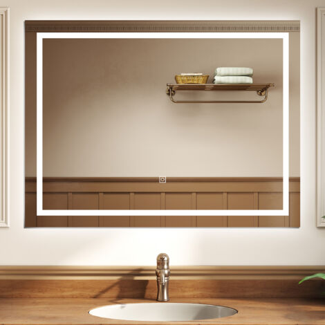 OCEAN Specchio da bagno con LED,Specchio illuminato da bagno,Dimmerabile, Antifog, IP44 Vetro Temperato HD, Funzione Memoria, Orizzontale/Verticale