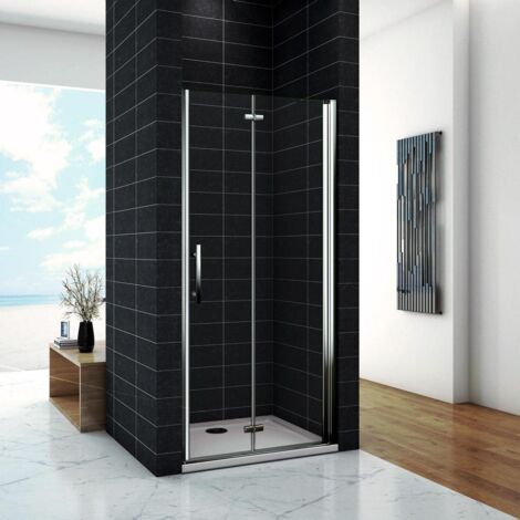 Box Doccia Per Nicchia Porta Pieghevole/Battente 195cm Due Ante in Vetro 6mm Temperato Trasparente Anticalcare Larga 95cm