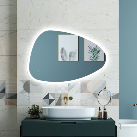 OCEAN Specchio da bagno 80x55cm con LED,3 colori,Dimmerabile, Antiappannamento,Memoria,IP44, Vetro HD