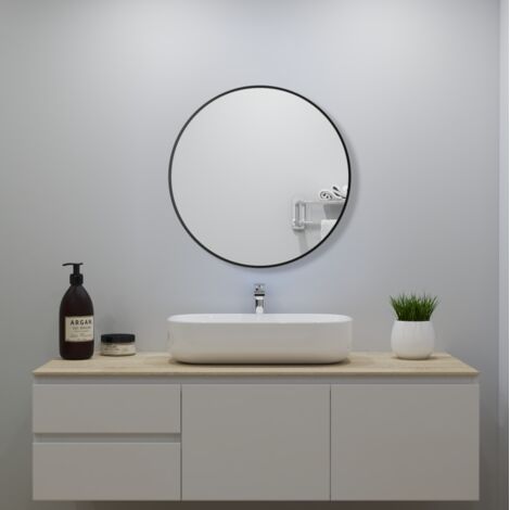 OCEAN Specchio rotondo con cornice 50x50cm,IP44, Vetro HD (1/4)