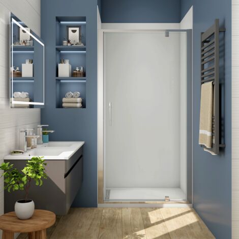 Porta Battente Per Nicchia 70x185 cm in Vetro Temperato Trasparente da 5mm Ingresso Totale Profilo Cromato